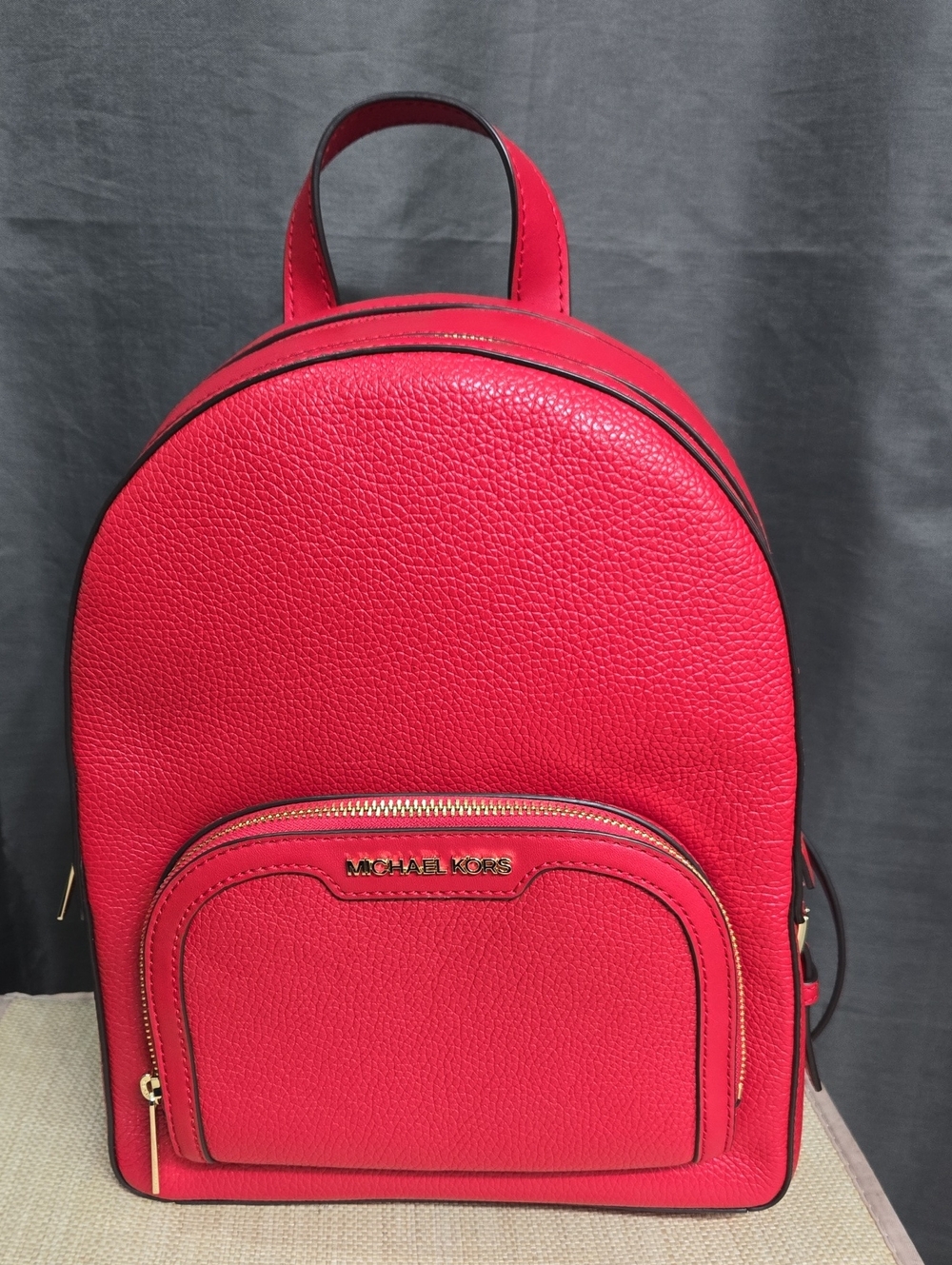 $498 Retail Michael Kors Vibrant Red Pebbled Leather Backpack